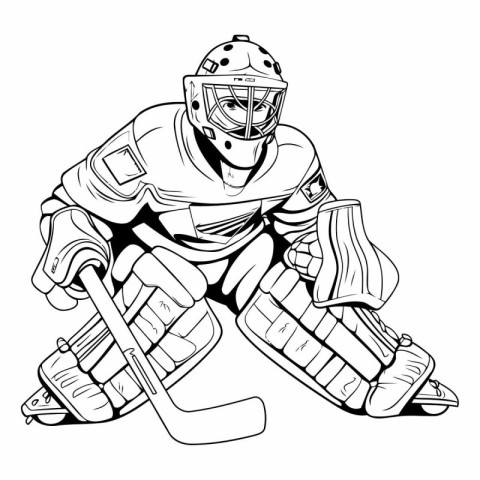 Hockey player with the stick. Vector illustration ready for viny