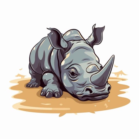 Rhinoceros isolated on a white background. Vector illustration.