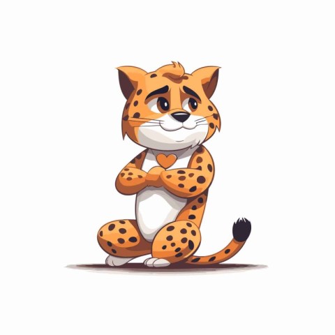 Cute cartoon cheetah. Vector illustration isolated on white back