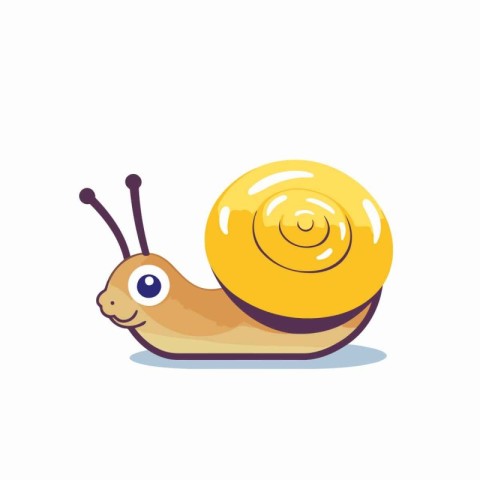 Cute cartoon snail isolated on white background. Vector illustra