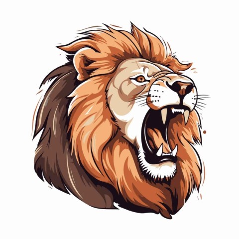 Lion head vector illustration isolated on white background. Masc