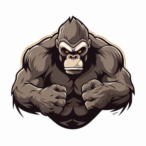 Vector illustration of a strong gorilla ready to fight isolated