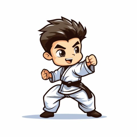 Taekwondo Boy Cartoon Mascot Character Vector Illustration