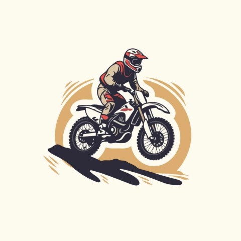 Motocross rider on the race track. Vector illustration in retro