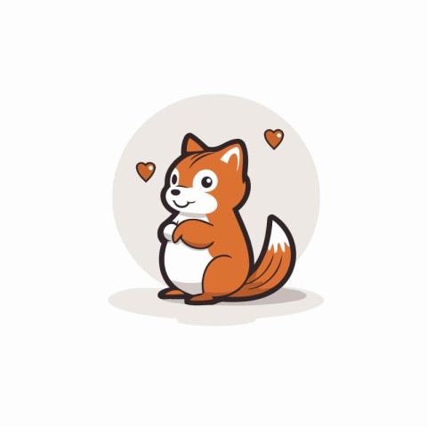 Cute little fox in love. Vector illustration in cartoon style.