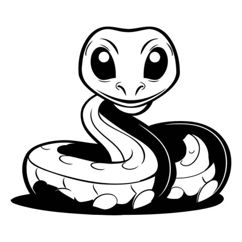 Cute cartoon snake on a white background. Vector illustration fo