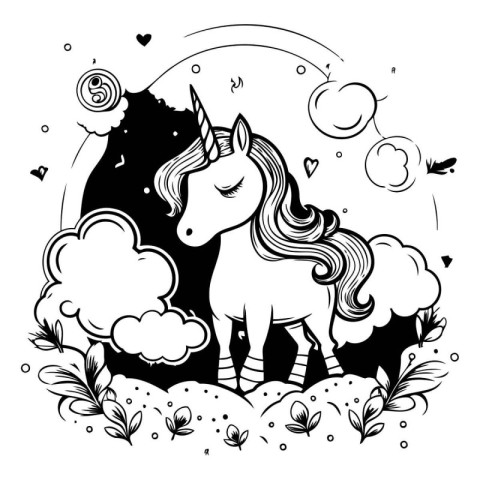 Unicorn cartoon design. magic fantasy fairytale childhood and an