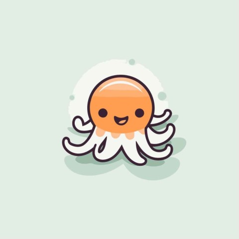 Cute kawaii octopus. Vector illustration in cartoon style