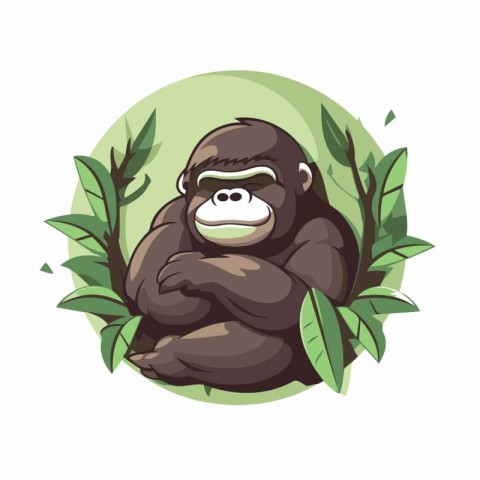 Gorilla cartoon mascot. Vector illustration of a gorilla with le