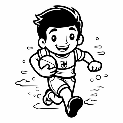 Soccer Player - Black and White Cartoon Illustration for Colorin