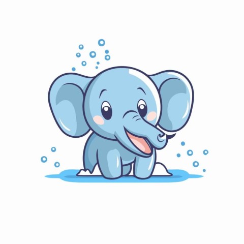 Cute cartoon elephant. Vector illustration. Isolated on white ba