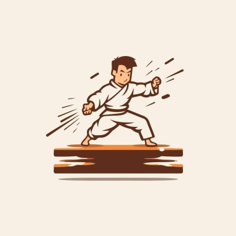 Martial arts. Karate fighter in action. Vector illustration.