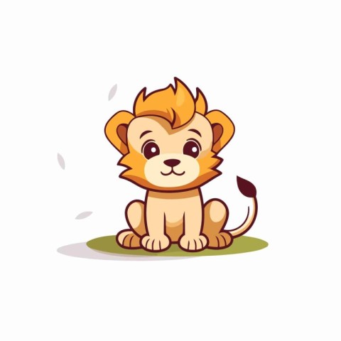 Cute lion cartoon vector Illustration isolated on a white backgr