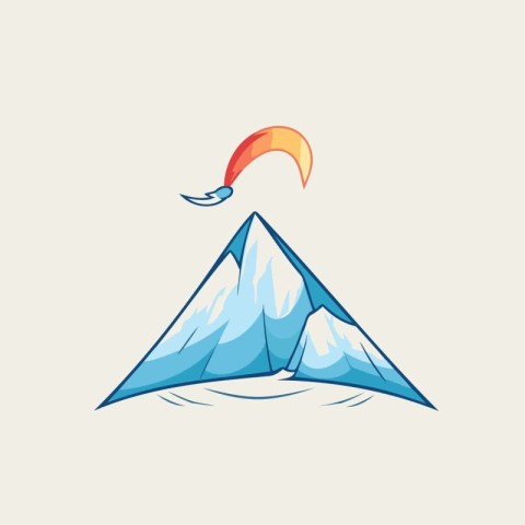 mountain logo with a paraglider flying in the sky