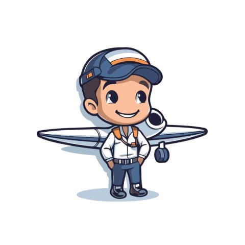 Airplane pilot character cartoon icon vector illustration. Isola