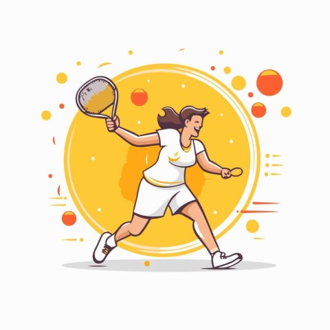 Tennis player. Vector illustration in flat design style. Isolate