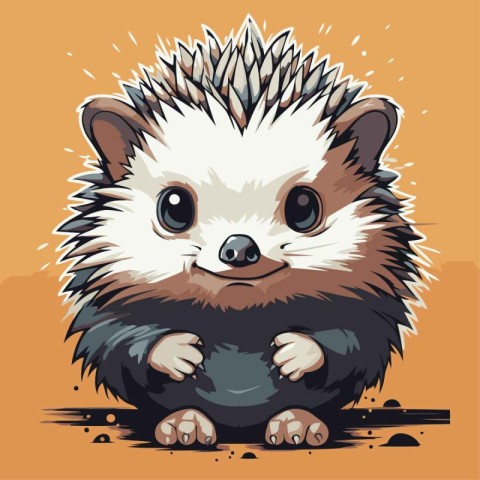 hedgehog on an orange background. Vector illustration. eps 10