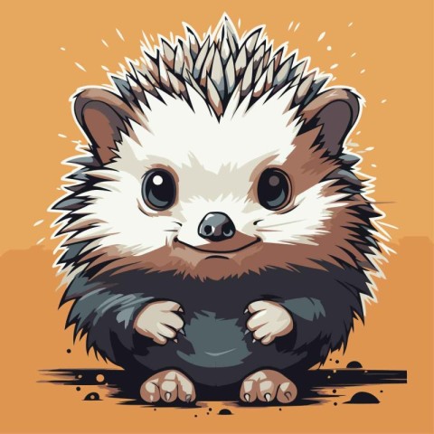 hedgehog on an orange background. Vector illustration. eps 10