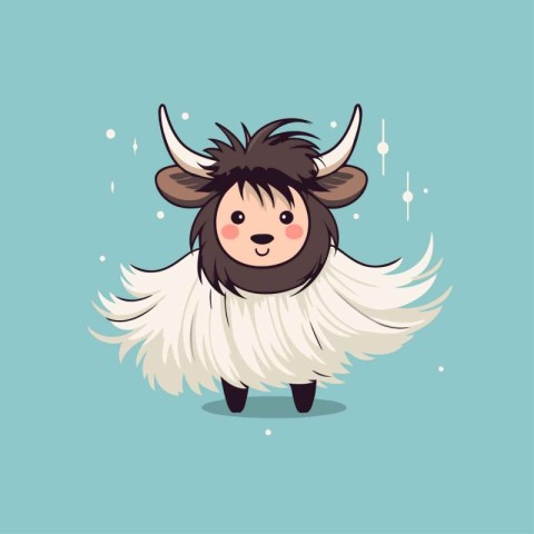 Cute cartoon goat. Cute animal character. Vector illustration.