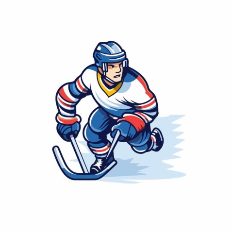 Ice hockey player. Vector illustration of a hockey player with t