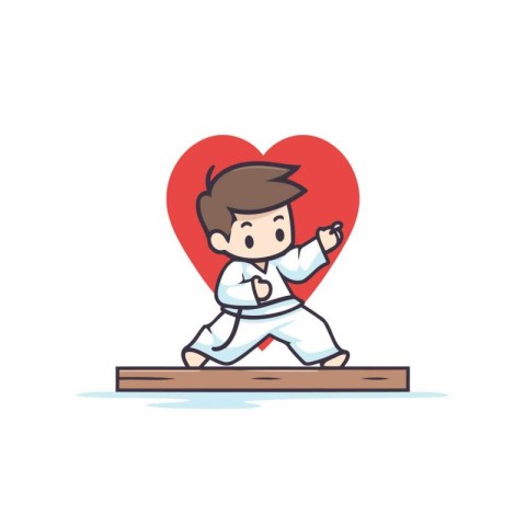 Karate boy doodle icon. vector illustration in cartoon style