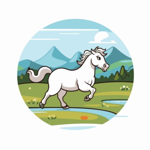 Horse in the meadow. Vector illustration on a white background.