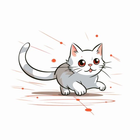 Cute cartoon cat on white background. Vector illustration for yo