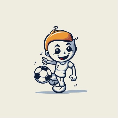 Vector Illustration of a Cute Baby Soccer Player Cartoon Charact