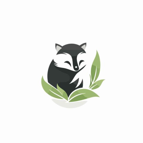 Fox vector logo design template. Animal head with leaves logo de