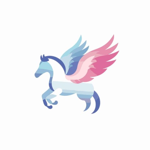 Unicorn vector logo. Elegant horse with wings.