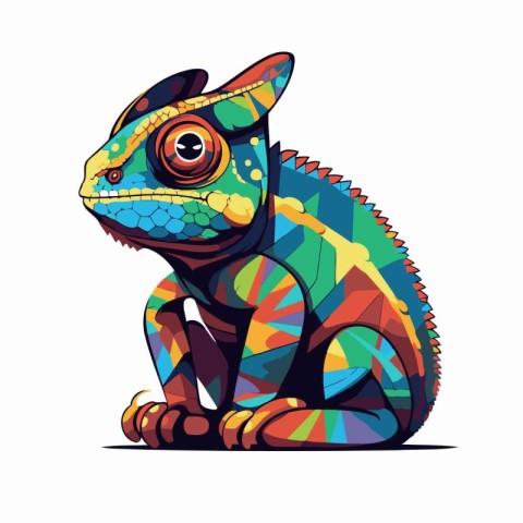 Cartoon chameleon isolated on white background. Vector illustrat