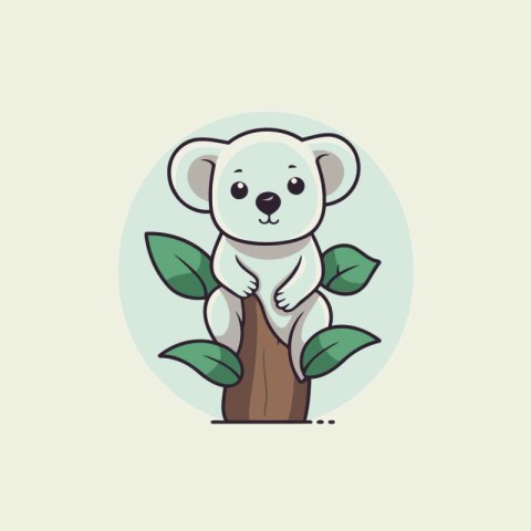 Cute koala sitting on a tree branch. Vector illustration.