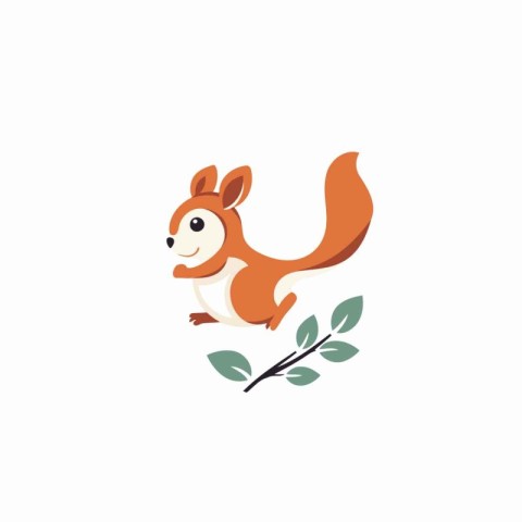 Squirrel vector logo design template. Cute cartoon squirrel icon