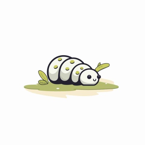 Caterpillar vector illustration. Cute cartoon caterpillar on gra