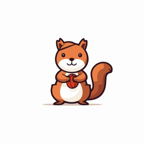 Cute squirrel with a heart in his paws. Vector illustration.