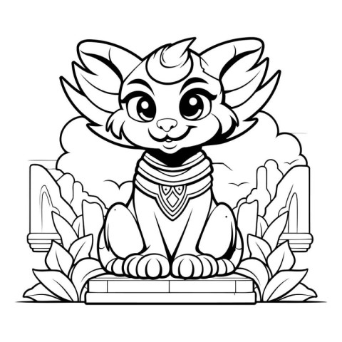 Black and White Cartoon Illustration of Cute Animal for Coloring