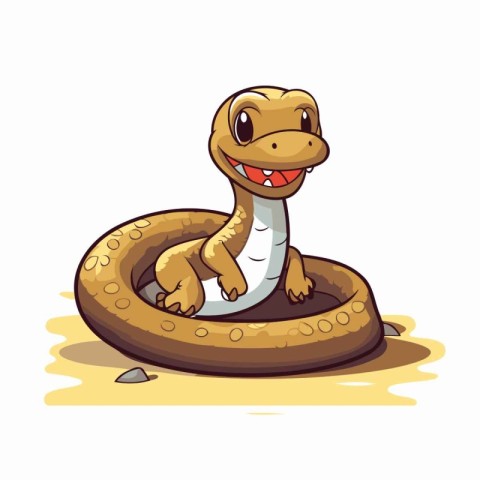 Cute cartoon snake isolated on a white background. Vector illust