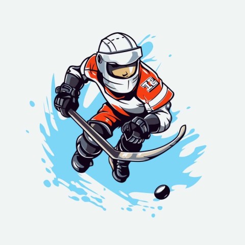 Ice hockey player. Vector illustration of ice hockey player in a