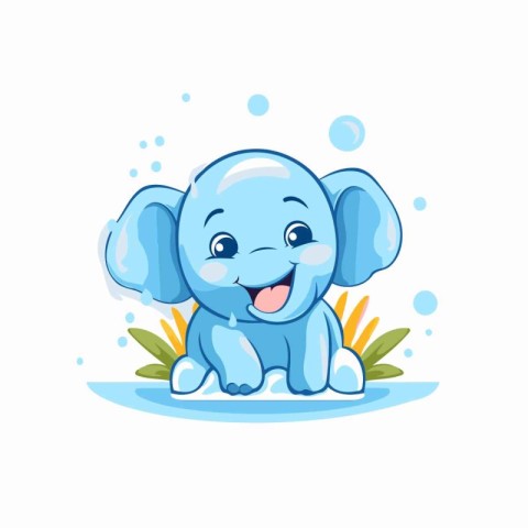 Cute baby elephant character vector Illustration on a white back