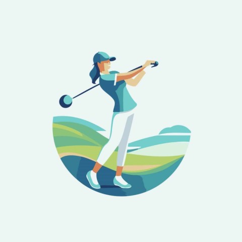 Golfer playing golf. vector illustration in flat design style.