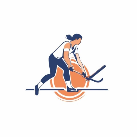 Hockey player vector logo design template. Professional hockey p