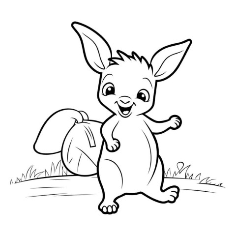 Cute Cartoon Bunny Vector Illustration. Coloring Book for Kids