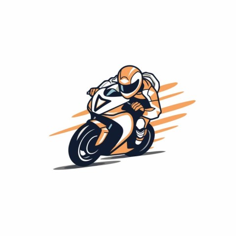 Vector illustration of a motorcyclist in helmet riding a motorcy