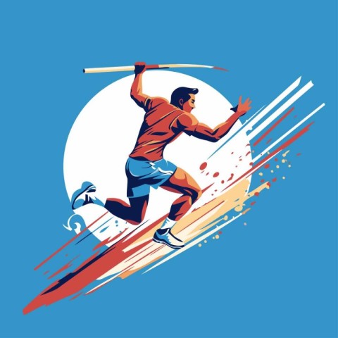 Cross country skiing. Athlete with skis. Vector illustration.