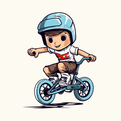 Little boy riding a bike. Vector illustration of a boy on a bicy