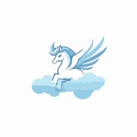 Unicorn on the cloud. Design element. Vector illustration.