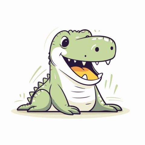 Cute cartoon crocodile. Vector illustration isolated on white ba