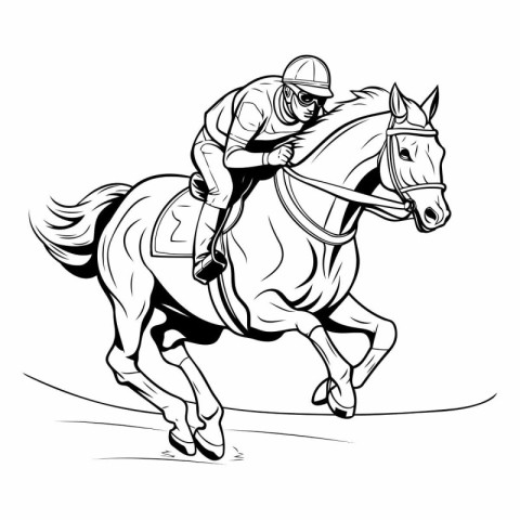 Horse jockey on the race. Vector illustration ready for vinyl cu