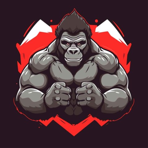 Gorilla head mascot logo design with modern illustration concept