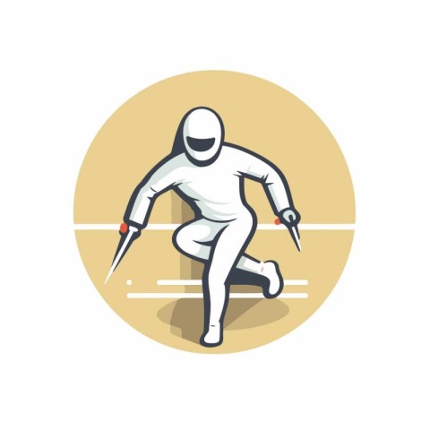 Fencing sport icon. Vector illustration of a fencing player with